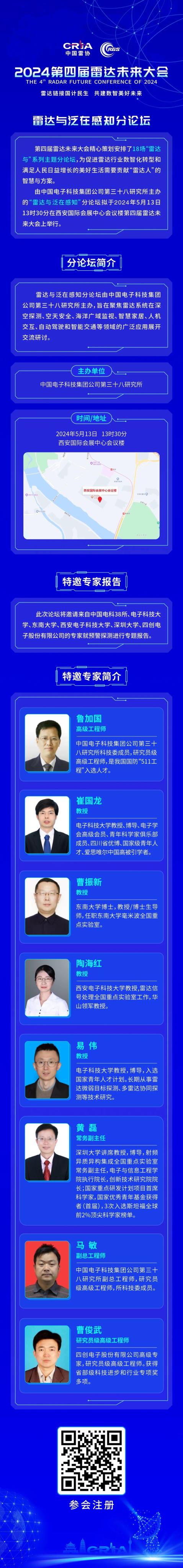 分論壇披露 ‖ 雷達與泛在感知分論壇邀您參加第四屆雷達與未來大會
